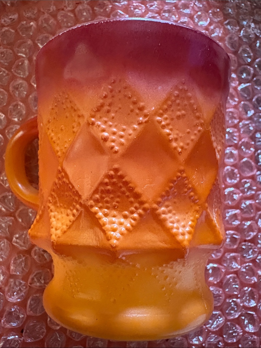 Vintage Anchor Hocking Fire King Orange Ombre Textured Ceramic Mug